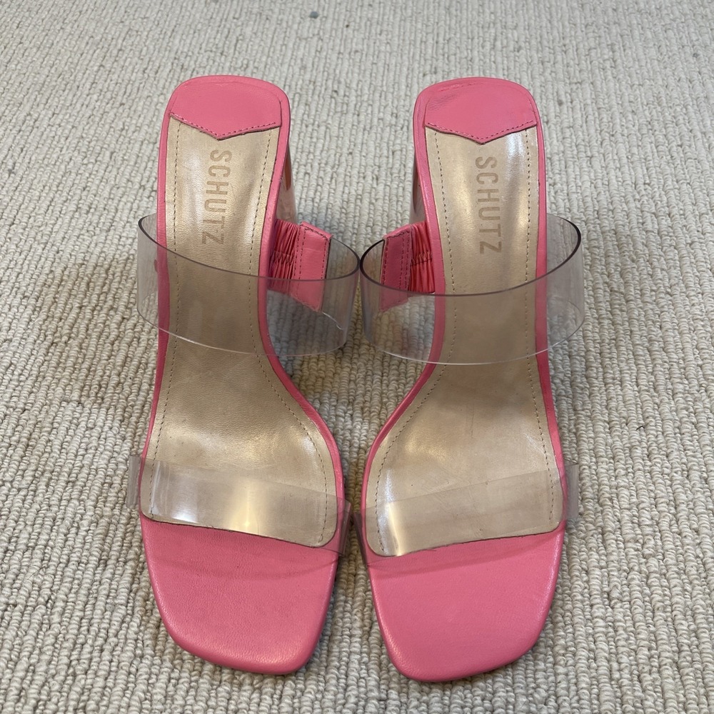 Anthropologie SCHUTZ Womens's 9 Ariella Acrylic High Heel Shoe Pink